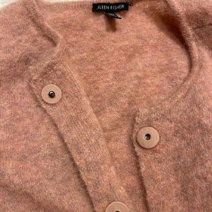 Eileen Fisher Mohair Wool Duster Cardigan Sweater Pnk Snap Button Size Med